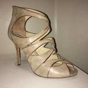 Jimmy Choo champagne back zip sandals